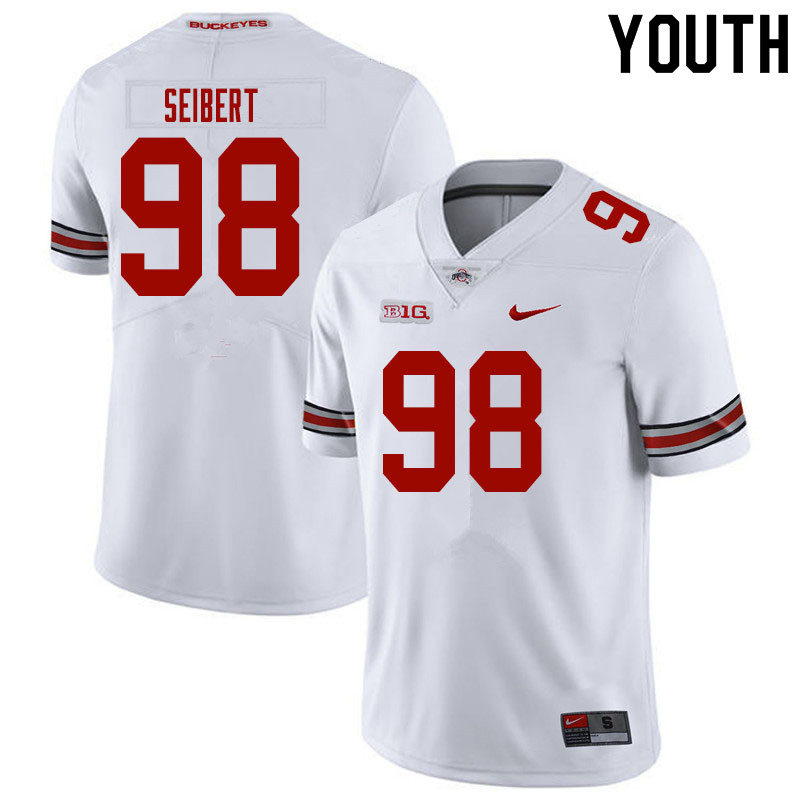 Ohio State Buckeyes Jake Seibert Youth #98 White Authentic Stitched College Football Jersey